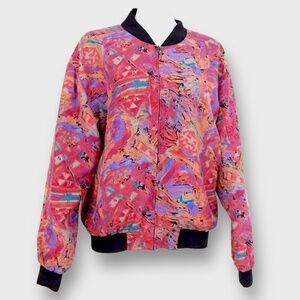 Vintage 1990’s Royalty Silks, Designed in Italy, 100% Silk Bomber Jacket - XL